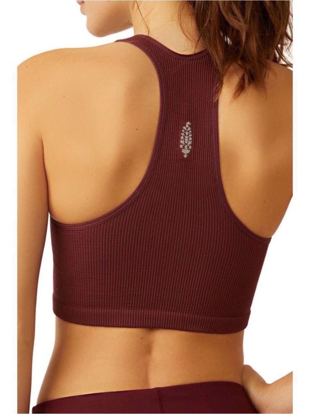 FP Movement Ribbed Racerback Cropped Tank Top — Burgundy